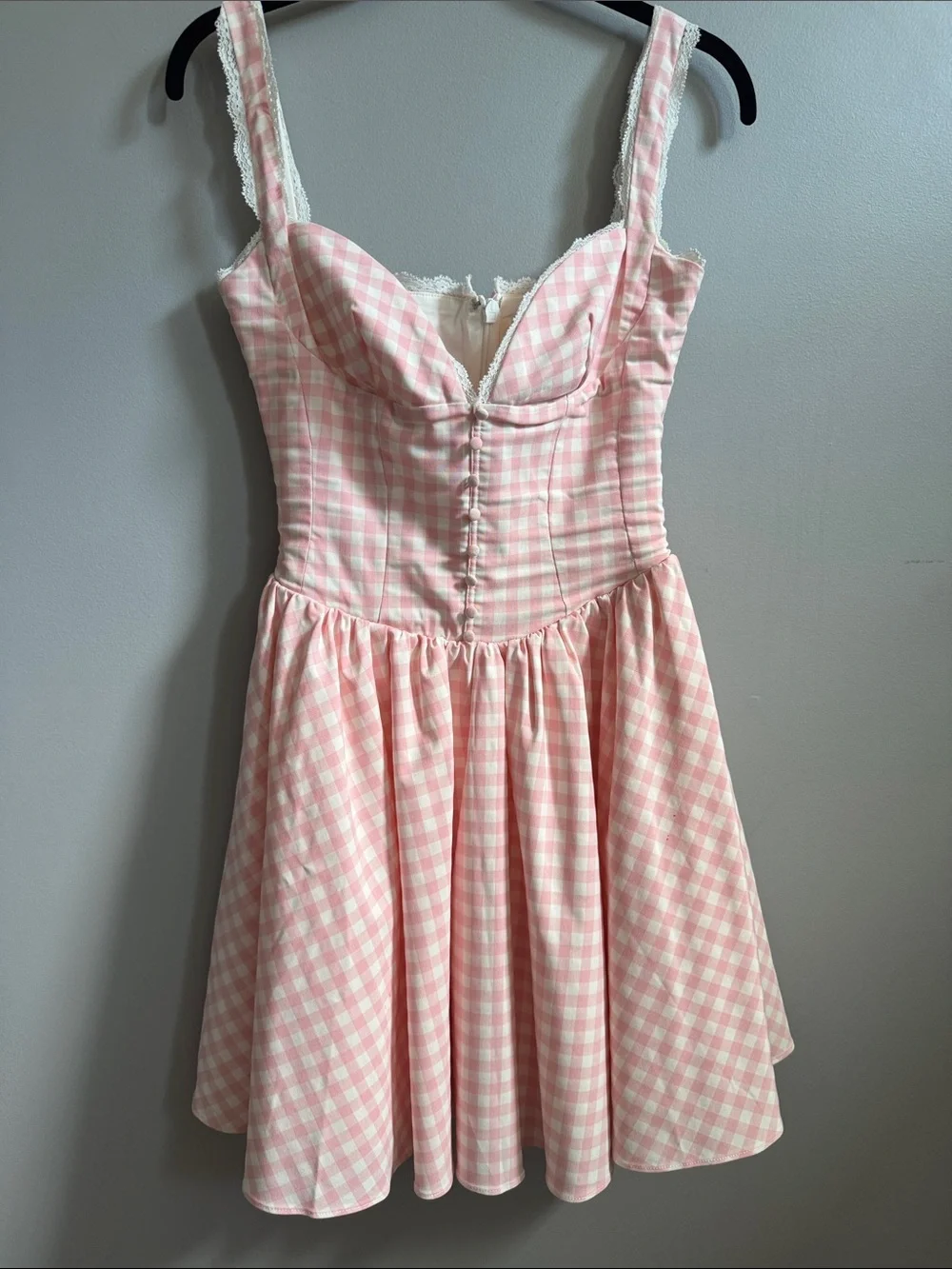 Pink Gingham Fit-and-Flare Mini Dress - Picture 4 of 7